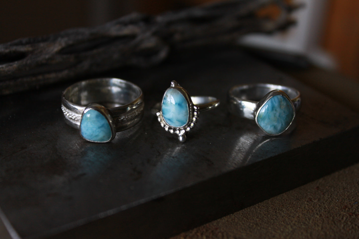 Larimar on Sterling Silver- Size 8.75/9