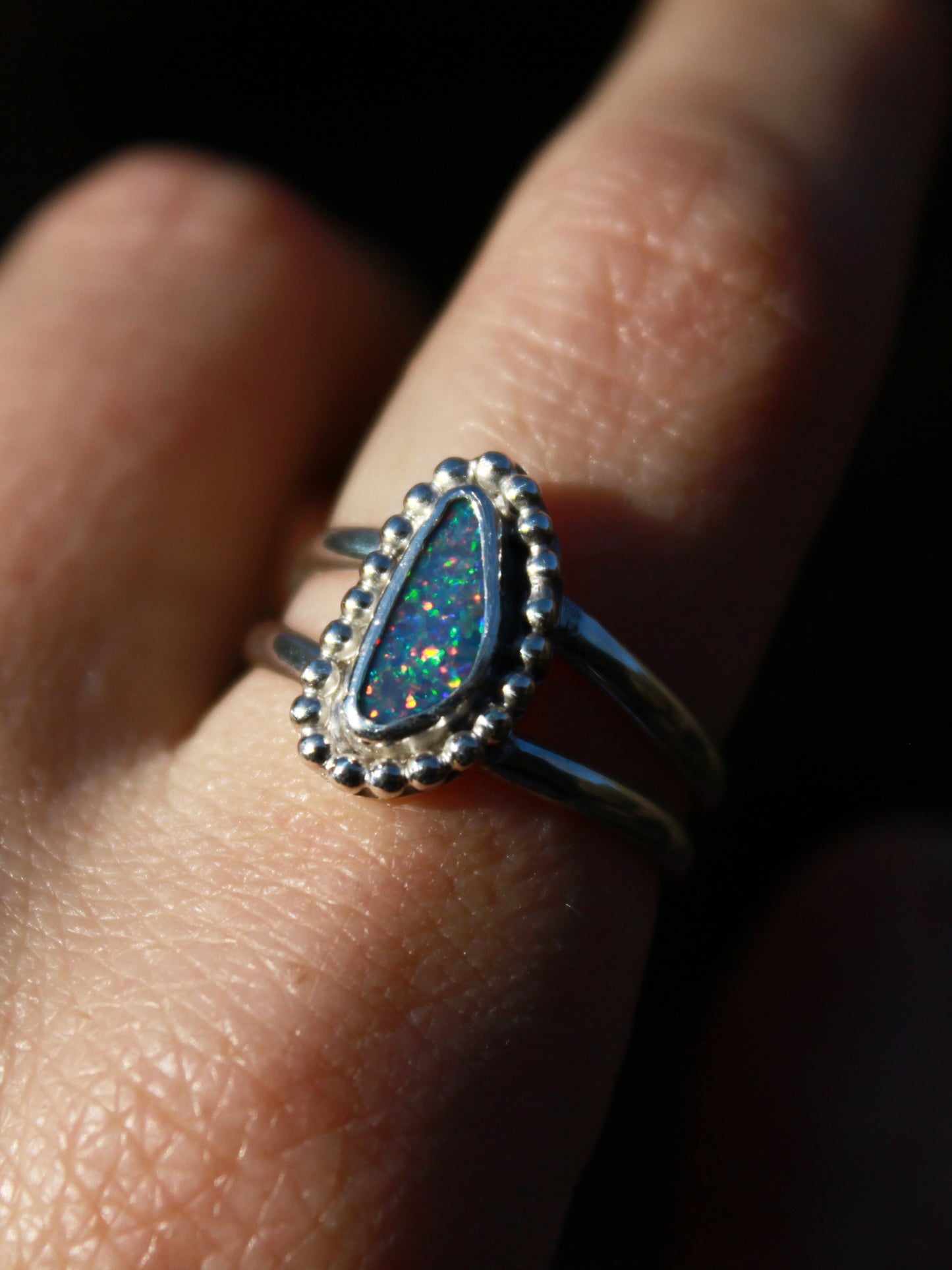 Cosmic Dance Ring- Australian Opal in Sterling Silver