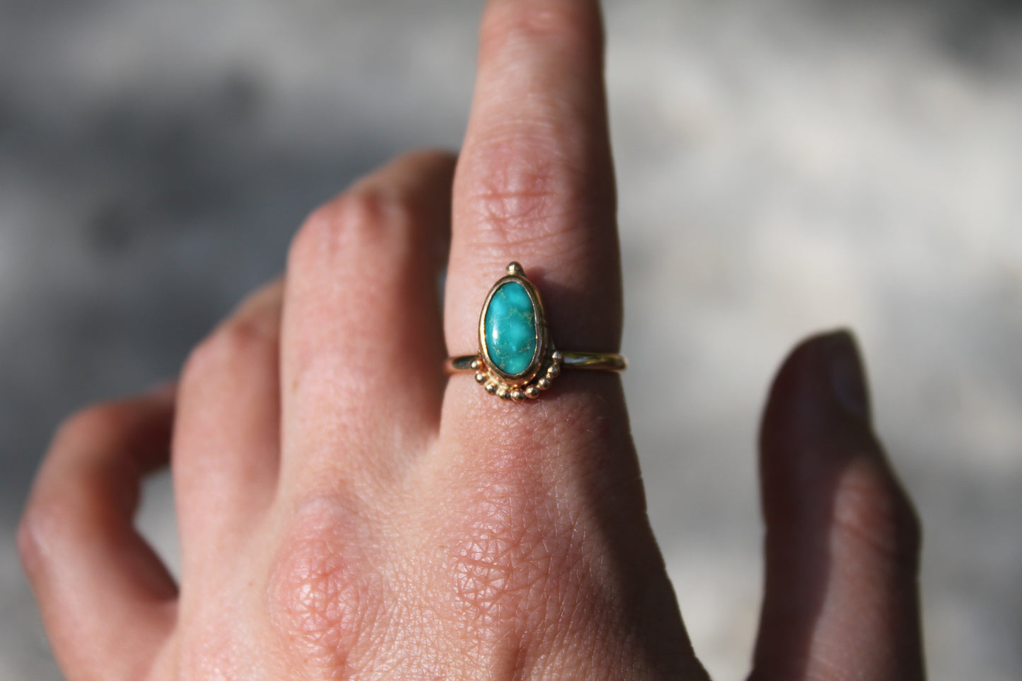 Sonoran Turquoise in 14k gold fill- Size 7.25