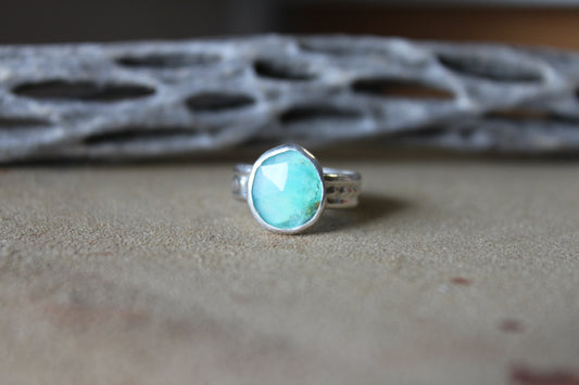 Peruvian Blue Opal in Sterling Silver- Size 6.5/6.75