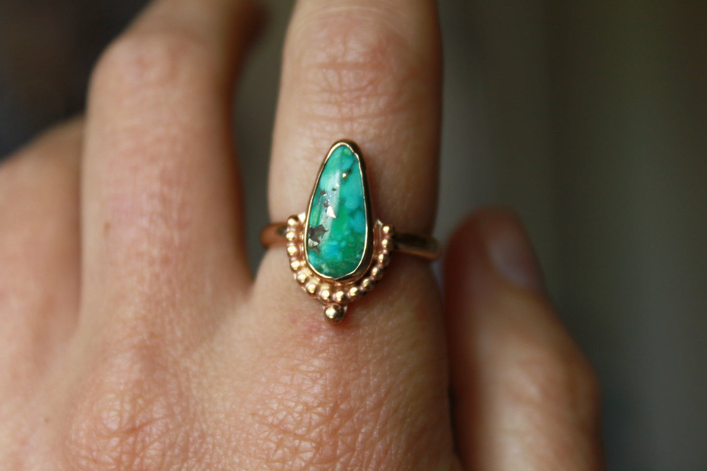 Sonoran Gold Turquoise in 14k gold- Size 6.75