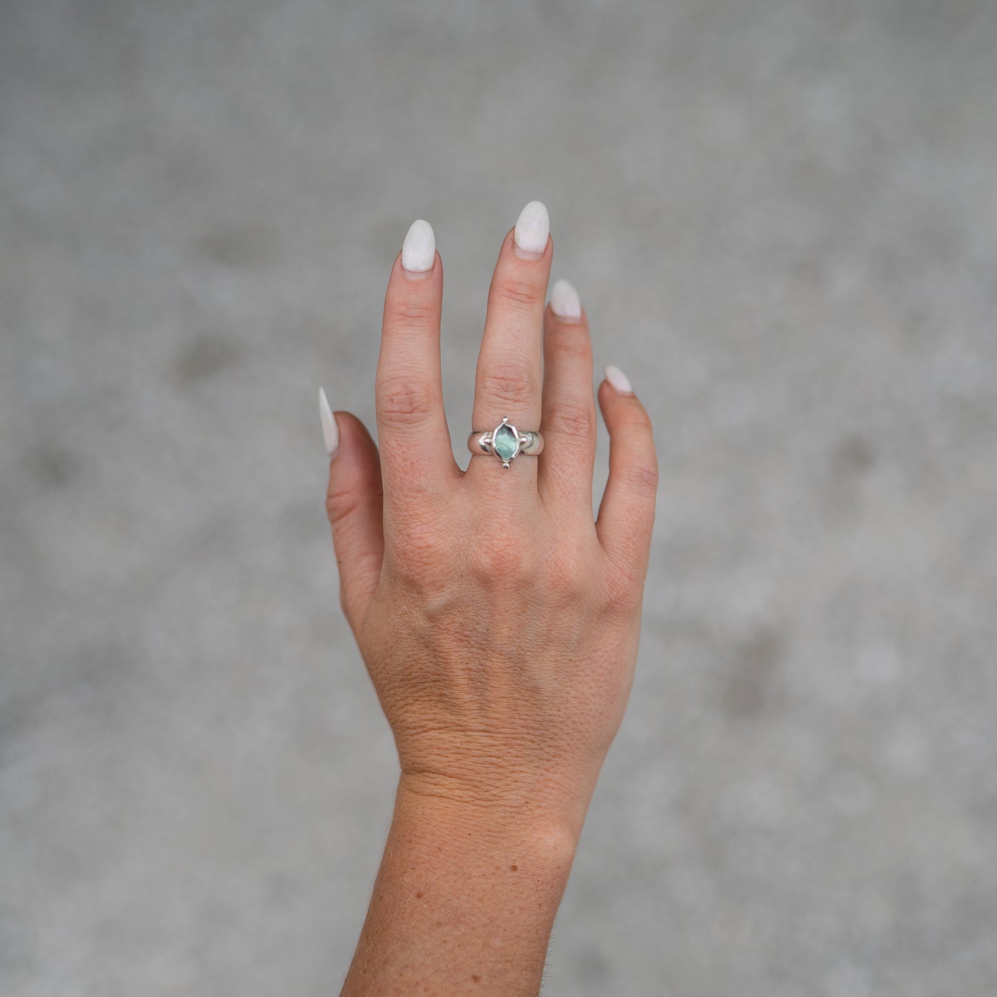 Peruvian Blue Opal in Sterling Silver Ring- Size 6