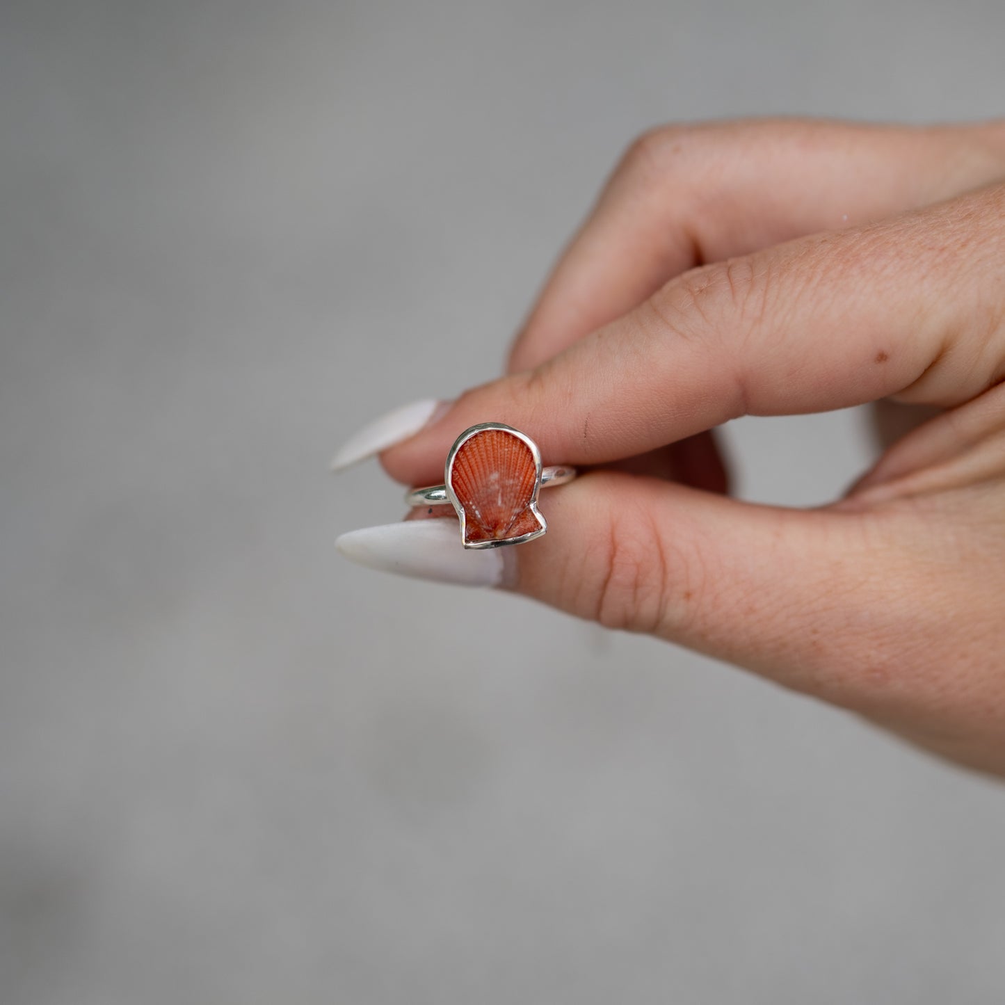 Sterling Silver Rough Scallop Ring - Size 7