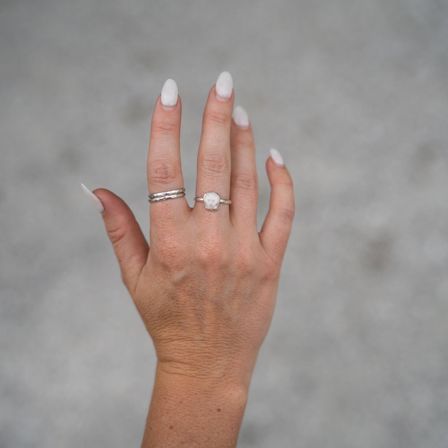 Sterling Silver Calico Scallop Stacking Ring Set - Size 7
