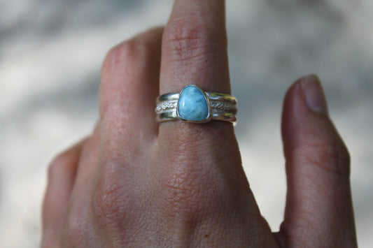 Larimar on Sterling Silver- Size 8.75/9