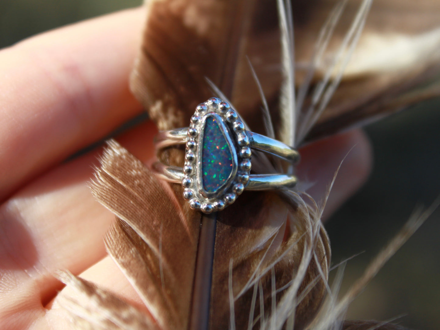 Cosmic Dance Ring- Australian Opal in Sterling Silver