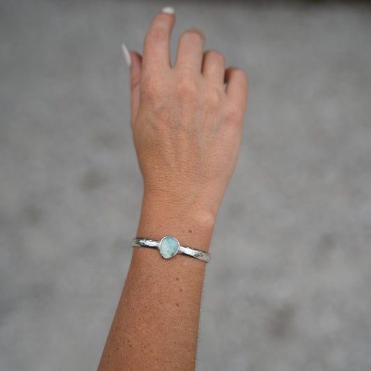 Peruvian Blue Opal Sterling Silver Cuff