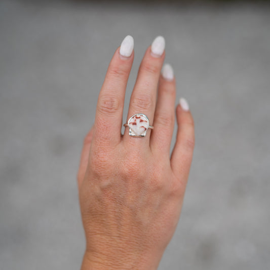 Sterling Silver Calico Scallop Ring- Size 7.5
