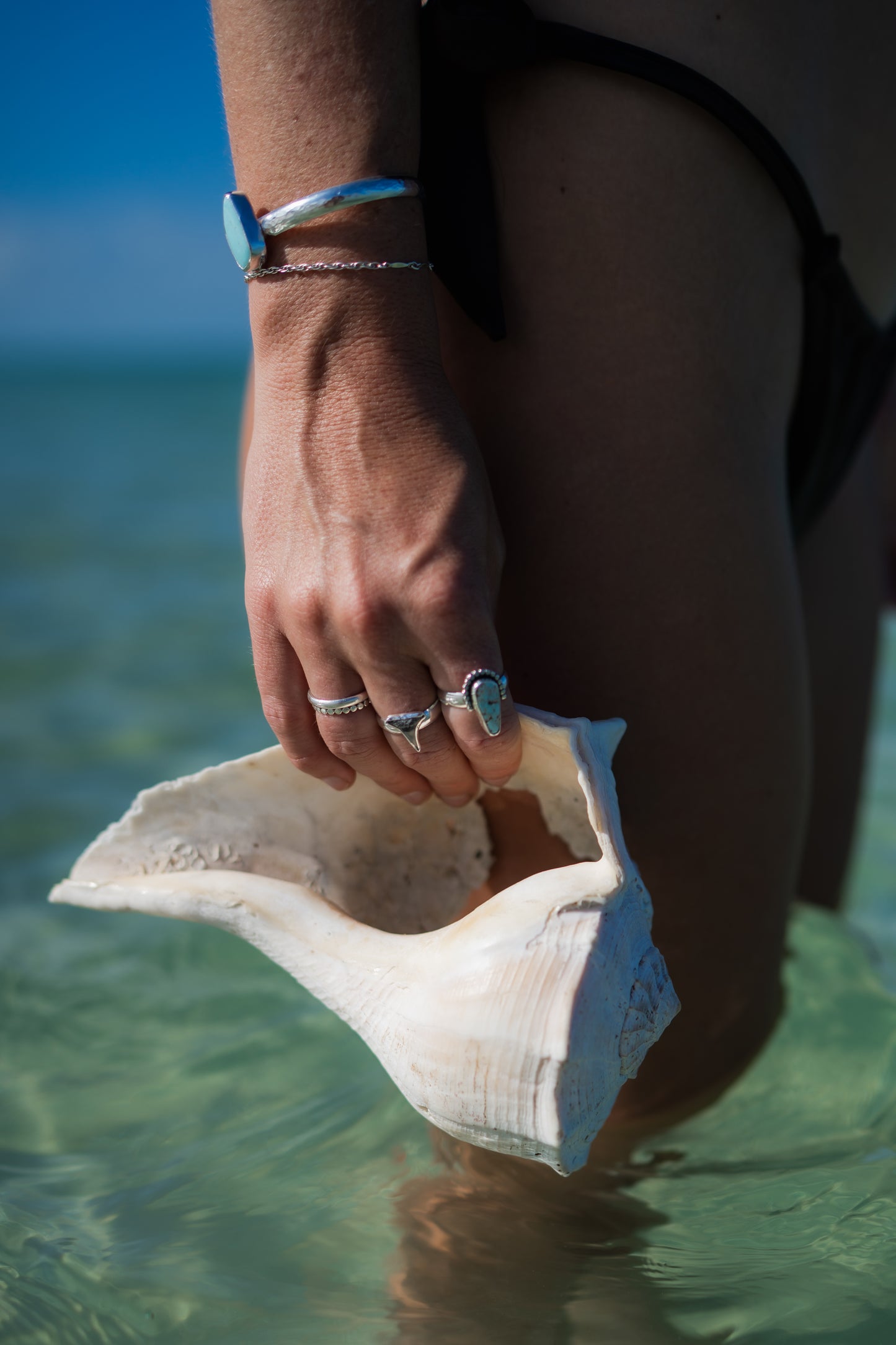Fossilized Shark Tooth Ring - size 7.25
