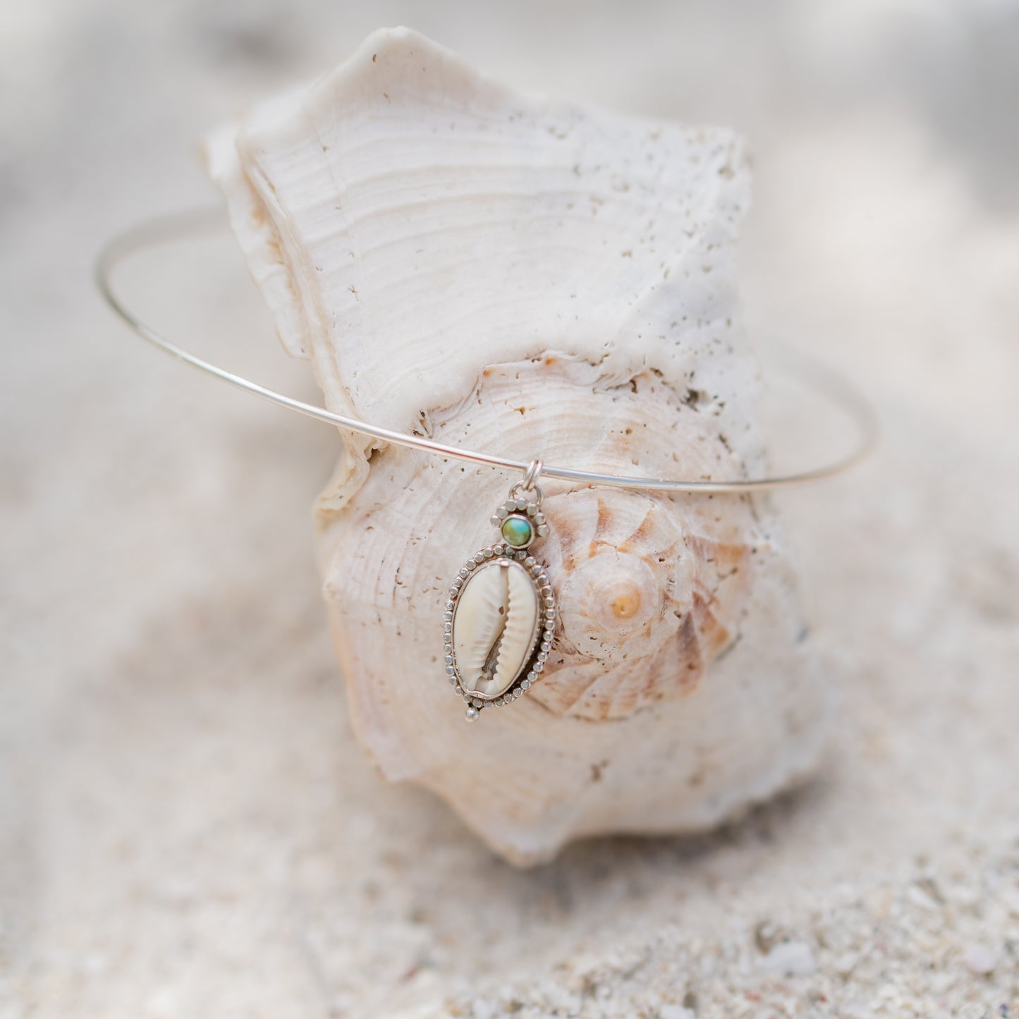 Turquoise + Cowrie Shell Choker Necklace