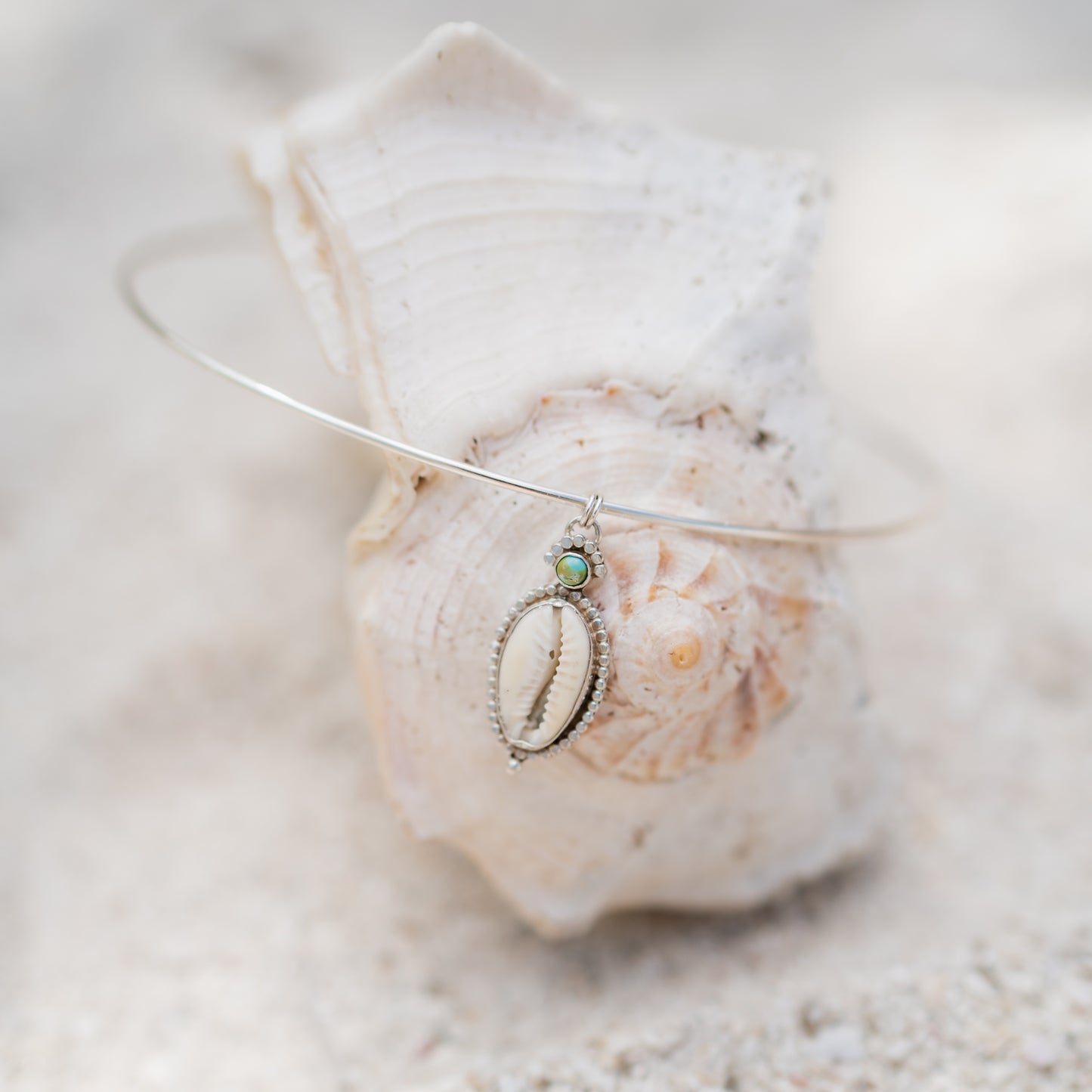 Turquoise + Cowrie Shell Choker Necklace